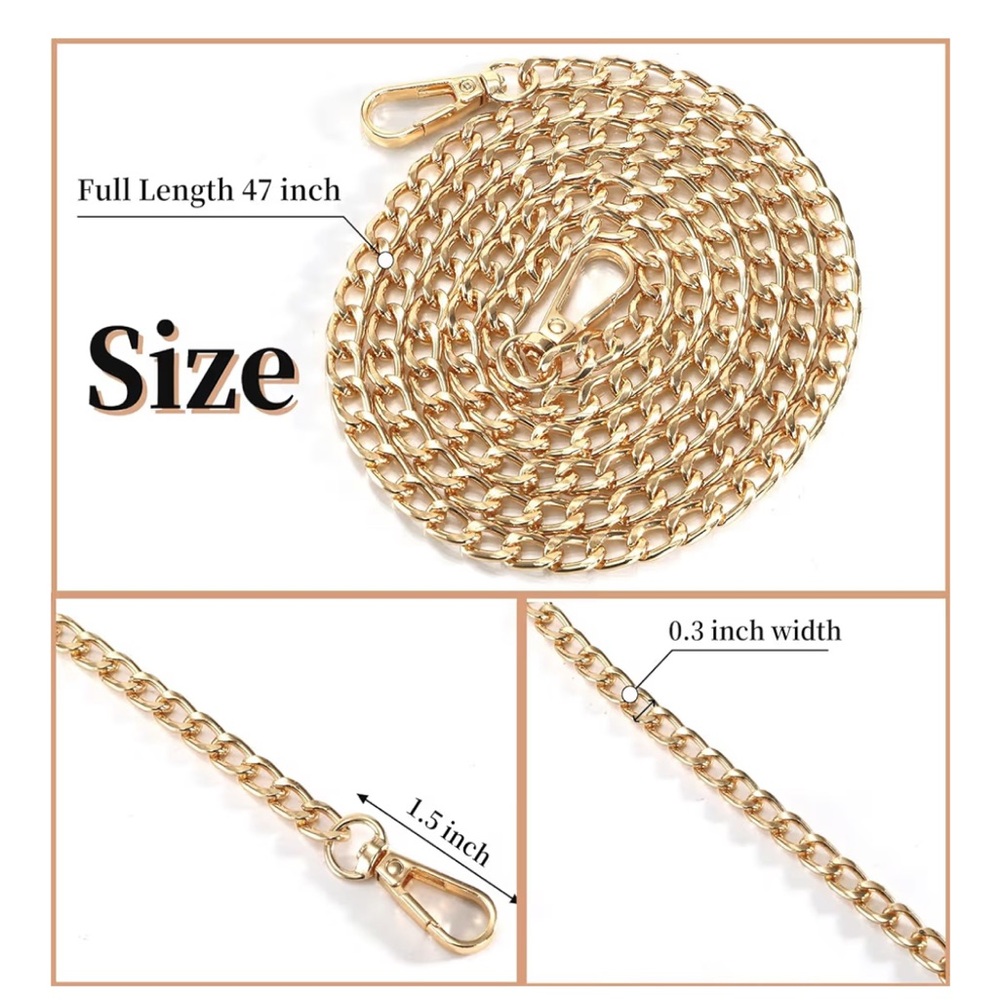 Gold Replacement Shoulder or Crossbody Chain with Clasps 47”. NWOT - Picture 2 of 4